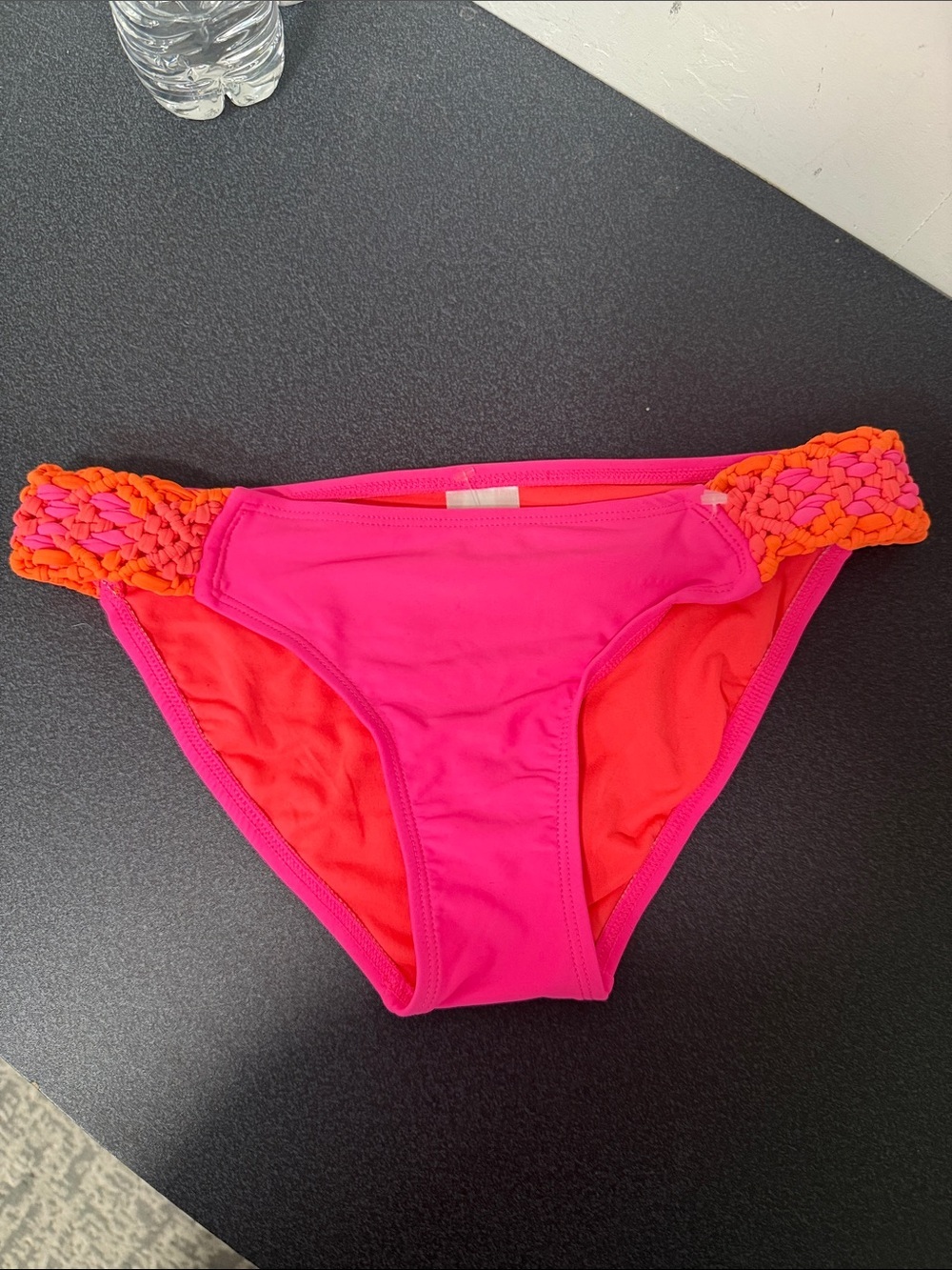 Bright Pink & Orange Crochet-Side Bikini Bottom - Women Swim